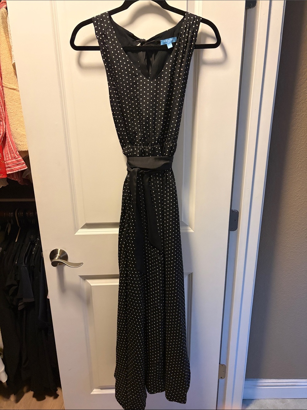 Draper James Black Maxi Dress with White Polka Dots